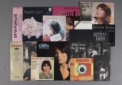 null LOT OF RECORDS FROM THE Juliette Gréco collection: five LP albums and six 45T...