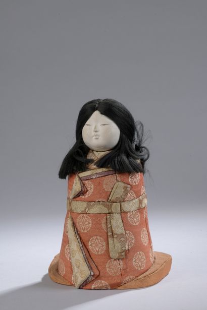 null DOLL in fabric and wood painted in the natural representing a woman in traditional...