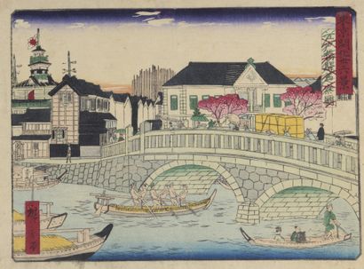 null Hiroshige II (1826-1869)

Set of twelve Chuban yoko-e :

- City scene on a sea...