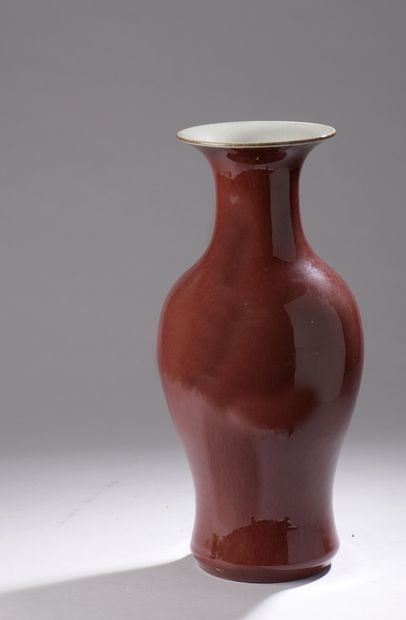 null Oxblood porcelain vase of baluster shape. China, 20th century

H. 45 cm