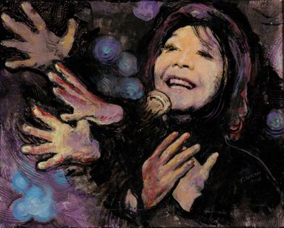 null T. TOMME (20th century)

Portrait of Juliette Gréco on stage, 2016

Oil on canvas...