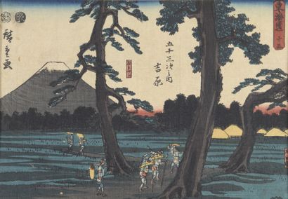 null Hiroshige II (1826-1869)

Ensemble de douze Chuban yoko-e :

- Scène citadine...