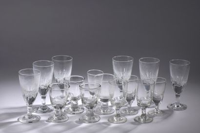 TEN antique BISTROT GLASSES. H. 17 cm 
Six...