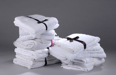 LOT comprenant quinze serviettes éponge blanche...