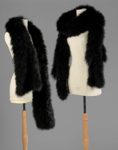 null TWO ETOLES in feathers, one of them signed Sonia RYKIEL. 

L. 180 cm and 230...