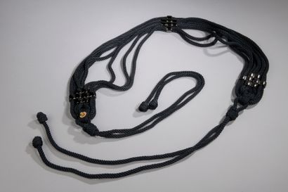 null Yves SAINT-LAURENT Rive Gauche

Belt with navy passementerie and black metal...