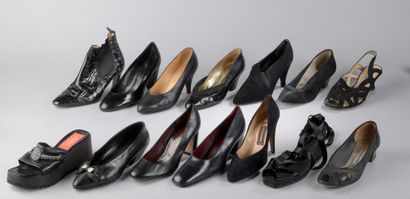null LOT OF FOURTEEN PAIRS OF SHOES various including booties, pumps, sandals. Heels...