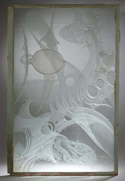 null Attributed to Pierre LARDIN (1902-1982)

TWO glass panels, sandblast engraved,...