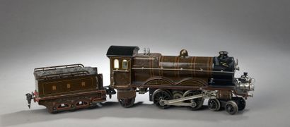 null MARKLIN "O" - ENGLISH LOCOMOTIVE 221 NBR, electric, brown, with 3-axle tender....