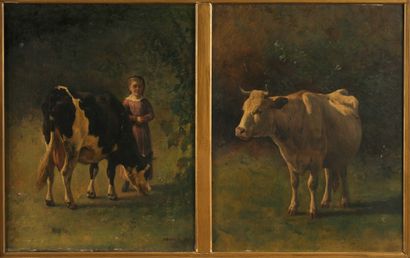 null Alfred Eloi AUTERAUCHE (Paris 1831-1906)

Cow and shepherdess

Cow in the pasture

Pair...
