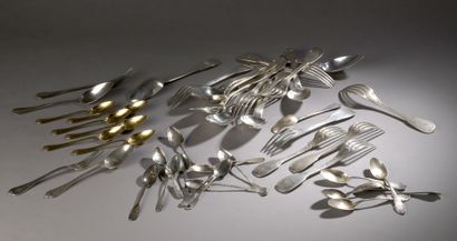 null LOT of silver 1st title 925‰ comprising:

- Five table cutlery and one spoon,...