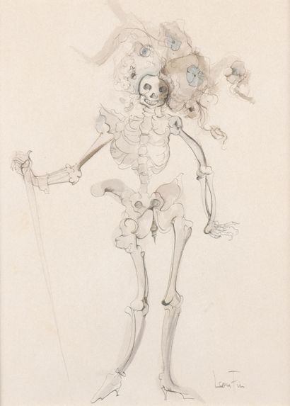 null Leonor FINI (1907-1996)

Squelette au chapeau fleuri

Encre de Chine et aquarelle...