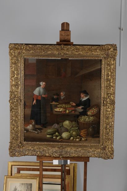 null Flemish school of the late 17th century

The vegetable seller

Oak panel, four...
