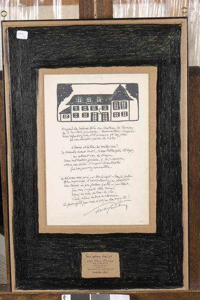 null Sacha GUITRY. - THREE FRAMED DOCUMENTS.

1/ - Handwritten letter on letterhead...