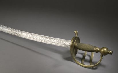 null CAVALRY SABRE, brass four-armed guard, double pontat, with quillon, round pommel...