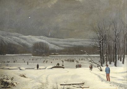 null François BONNET (1811-1894)

Les patineurs, 1871

Huile sur toile. 

Signée...