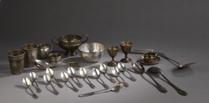 null LOT comprising:

- Six silver dessert spoons 2nd title 800‰, filets model.

-...