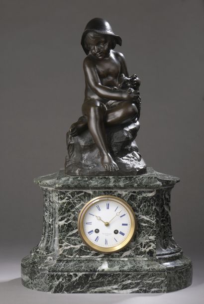 null Jean Baptiste Jules KLAGMANN (1810-1867)

A sea-green marble clock with a young...