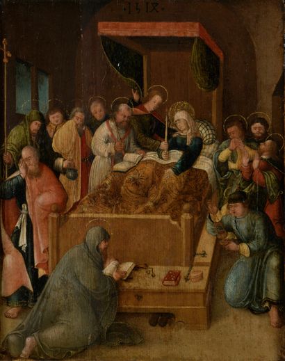 null École FLAMANDE vers 1490

La mort de la Vierge

Panneau de chêne, deux planches,...