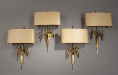 null MAISON CHARLES Paris

TWO PAIRS OF WALL LIGHTS in bronze and gilded brass decorated...