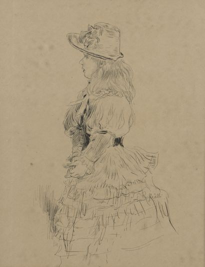 null Attribué à Jean-François RAFFAELLI (1850-1924)

Jeune fille au chapeau de profil

Plume...