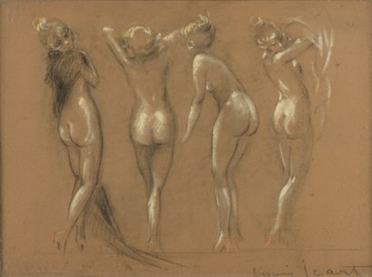 null Louis ICART (1888-1950)

Bathers

Charcoal, white chalk and colored highlights...