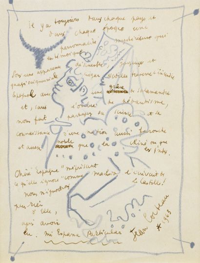 null Jean COCTEAU (1889-1963)

Poème illustré d’un dessin représentant une espagnole...