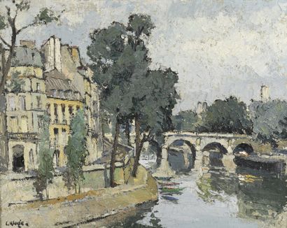 null Constantin KLUGE (1912-2003) 

Pont Marie à Paris

Huile sur toile.

Signée...