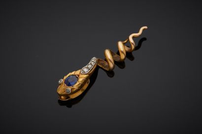 null Two-tone 18K gold 750‰ sautoir necklace, in the form of a snake the head set...