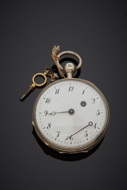 null Silver pocket watch 2nd title 800‰, with striking (accident) of round shape,...