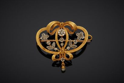 Two-tone 18K gold 750‰ brooch in the form...