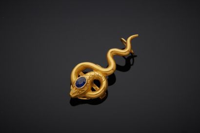 null Two-tone 18K gold 750‰ sautoir necklace, in the form of a snake, the head set...