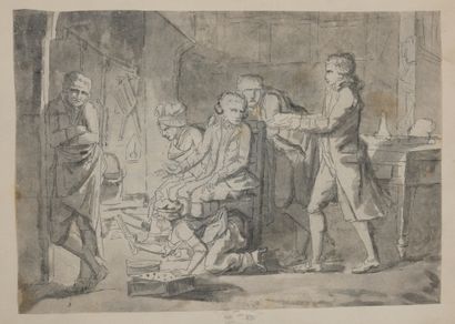 null ITALIAN SCHOOL circa 1800 

The corner of the fire

Pen and grey ink, grey wash

17,5...
