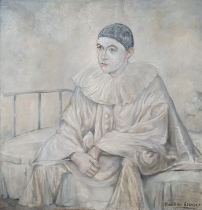 null Madeleine GERVEX (Xth century)

Seated Pierrot

Oil on canvas. 

Signed lower...