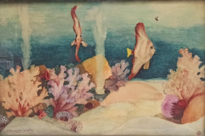 null A. HAMENDT-AVIGDOR (10th)

Corals and fishes in the sea bed

Watercolour on...