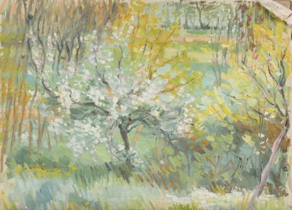 null 
Lot comprenant : 




- Francis SAINT-MARC 




Cerisier en fleurs et Paysage...