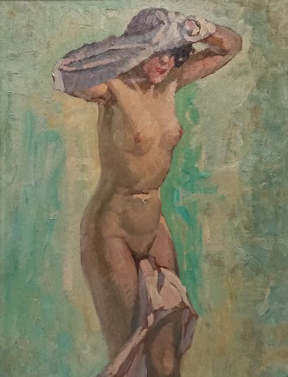 null Attributed to Edmond LAPEYRE (1880-1960)

Nude undressing

Oil on paper mounted...