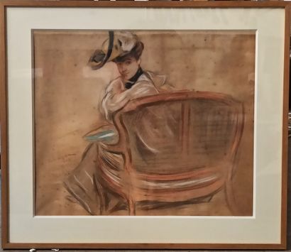Jules COUPRON (XIX-XX) 
Jeune femme assise...
