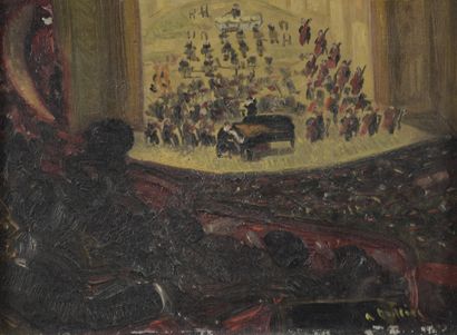 null School of the Xth century

The orchestra

Oil on canvas.

Signed lower right....