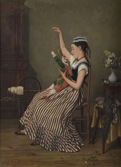 G.VICENTI (XIXe siècle)

Jeune fille jouant...