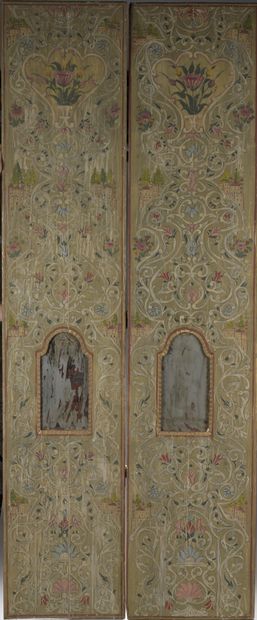 Suite of 5 painted wood wall panels with...