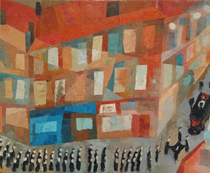 null Cubist school around 1950

The burial

View of a village 

Two oils on canvas....