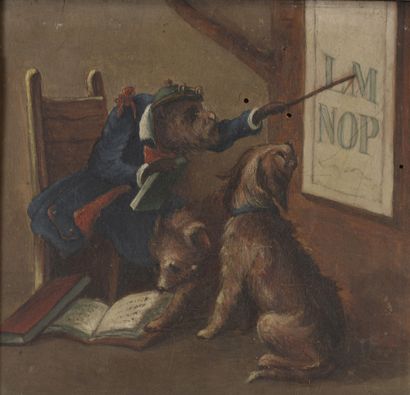 null French school of the 19th century

Dogs learning the alphabet

Oil on panel....
