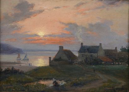 null Jacques MARCELIN (XIX-XX)

The return of the fishing boats at sunset - Breton...