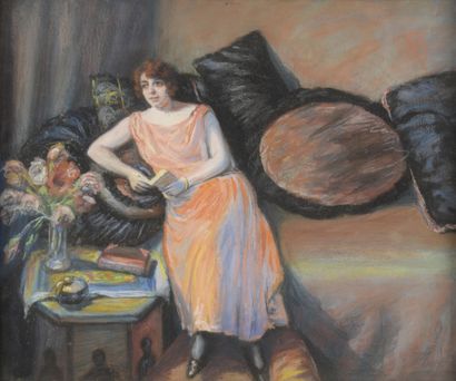 null French school of the beginning of the 20th century

Reading in the living room

Pastel...