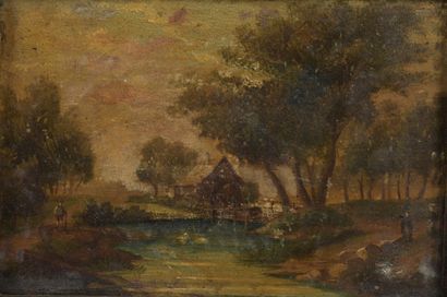 null French school of the XIXth century

Landscape in front of a house

Hilly landscape

Pair...