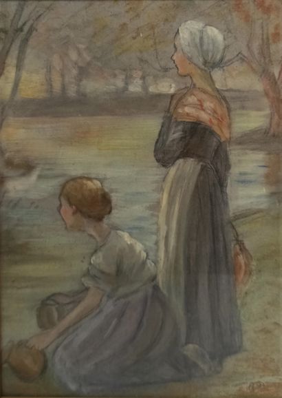 null School of the beginning of the 20th century

Peasant women by the river

Oil...