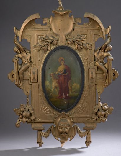  French school around 1880 
Saint Olive 
Oval panel. 
26 x 16 cm 
(Scratches and...
