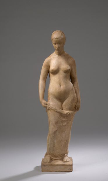 null 
Marcel DAMBOISE (1903-1992)

Woman with a Shirt, 1935-1945
Plaster
Signed (on...