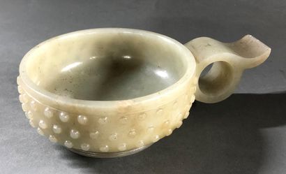 Jade bowl with granulated decoration on the...
